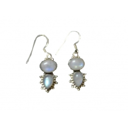 Earring0017-Nice Earring made with Beautiful Rainbow Stone and Silver